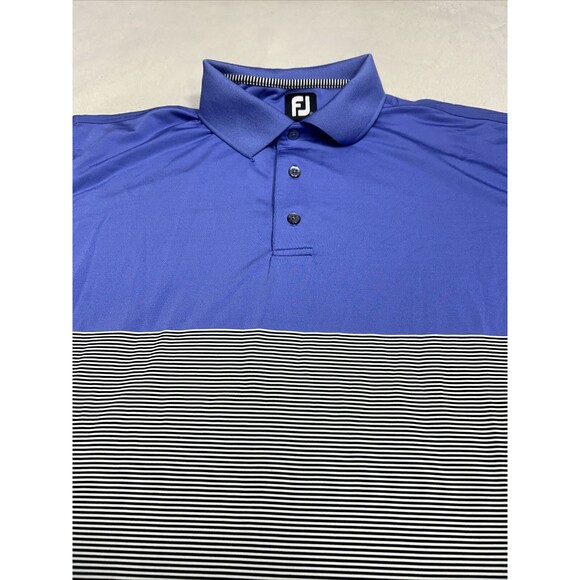 Footjoy FJ Blue Striped Men's Stretch Performance Golf Polo Shirt Size XL - Picture 2 of 8